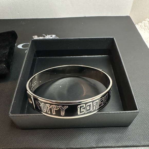 Collectible Coach Poppy Black and Silver bangle - Picture 1 of 3